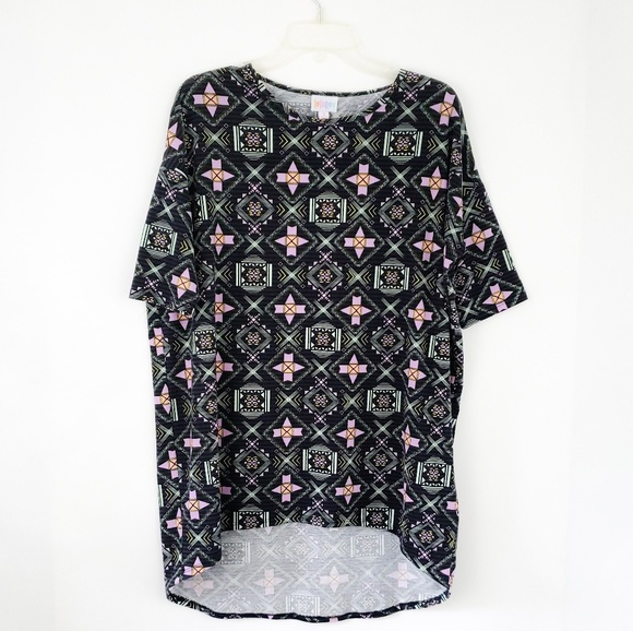 LuLaRoe Tunic Top Black Pink Geometric Print Sz S - Picture 1 of 5